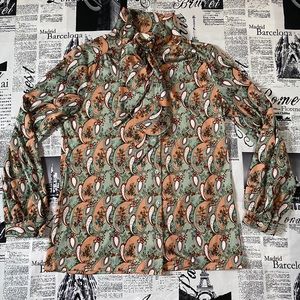 Darise vintage 70s paisley print long collar shirt
